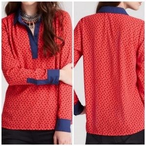 Free People horse print semi sheer blouse, Small